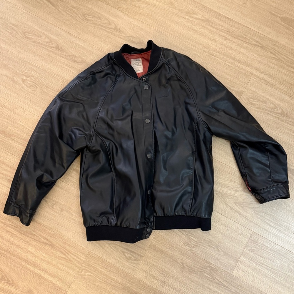 Free People Wild Rose Vegan Leather Bomber Jacket - Picture 4 of 9